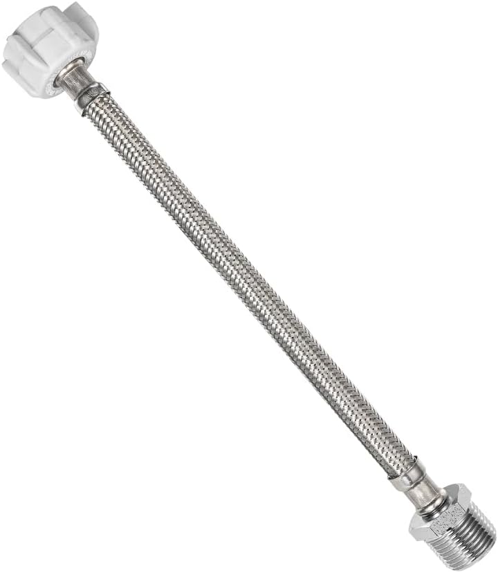 PLUMBINGMASTER 8 Inch Flexible Toilet Connector Extension, 7/8 female x 7/8 male Hose Adapter, Stainless Steel Braided Hose to Toilet Tank Compatible,1 pcs - Image 1